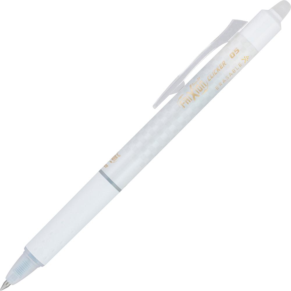 FriXion Clicker Erasable Gel Pen - Extra Fine Pen Point - 0.5 mm Pen Point Size - Refillable - Retractable - Black Gel-based Ink - White Barrel - 1 Dozen. Picture 1