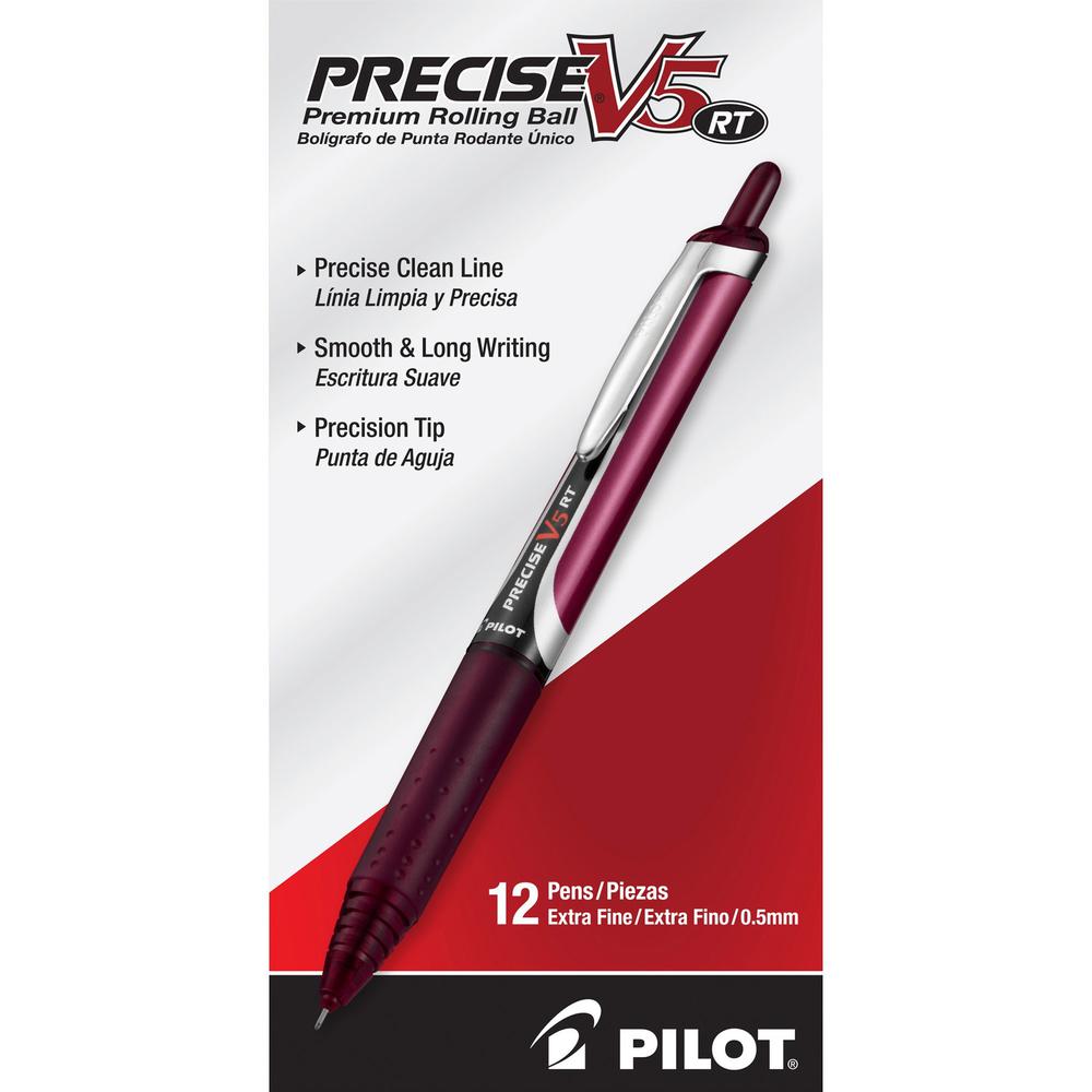 PRECISE Rollingball 0.5mm Retractable Pen - Extra Fine Pen Point - 0.5 mm Pen Point Size - Refillable - Retractable - Red Liquid Ink - Rubber Barrel - 1 Dozen. Picture 1