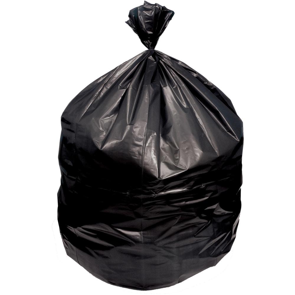 Heritage Trash Bag - 60 gal Capacity - 38" Width x 58" Length - 0.90 mil (23 Micron) Thickness - Low Density - Black - Linear Low-Density Polyethylene (LLDPE) - 100/Carton - Garbage Can. Picture 1