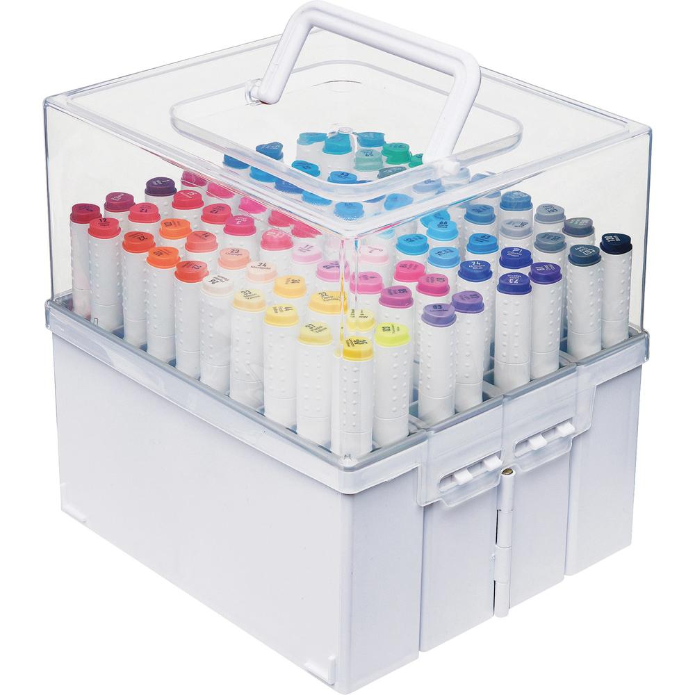Deflecto Expandable Marker Accordion Organizer - External Dimensions: 8.6" Width x 7.5" Depth x 8.5" Height - Snap-in Lid Closure - Clear, White - For Pen, Marker - 1 Each. Picture 1