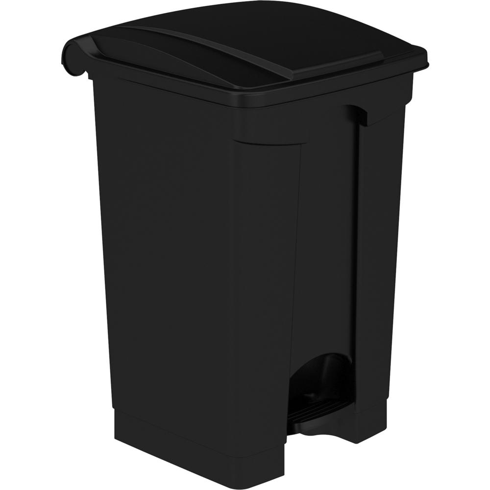 Safco Plastic Step-on Waste Receptacle - 12 gal Capacity - Foot Pedal, Lightweight - 23.8" Height x 15.8" Width x 16" Depth - Plastic - Black - 1 Carton. Picture 1