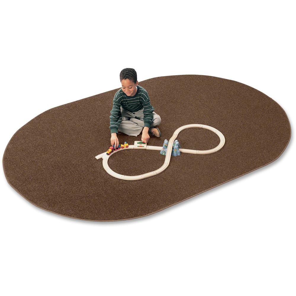 Carpets for Kids Mt. St. Helens Carpet Rug - Floor Rug - 90" Length x 12 ft Width - Oval - Mocha - Nylon, Yarn. Picture 1