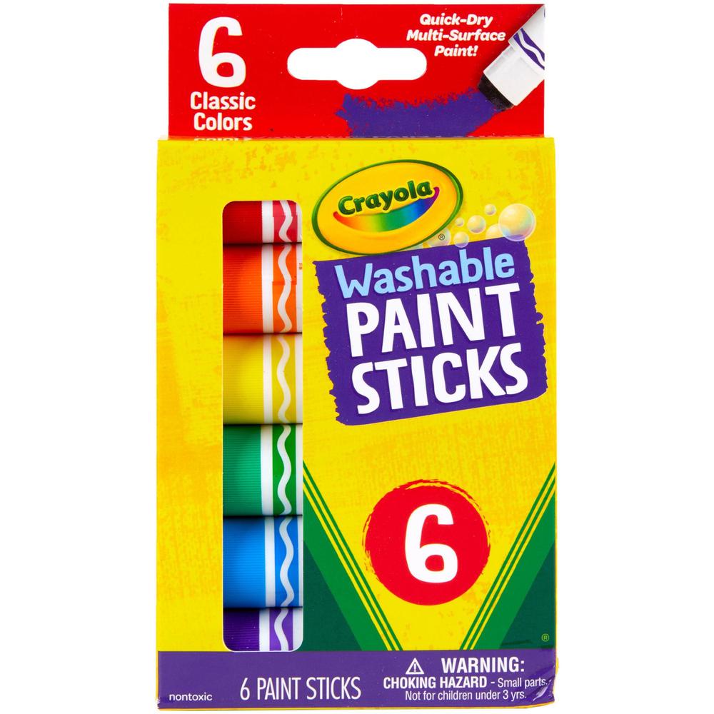 Crayola Washable Paint Sticks - 6 / Pack - Red, Orange, Yellow, Blue, Green, Purple. Picture 1