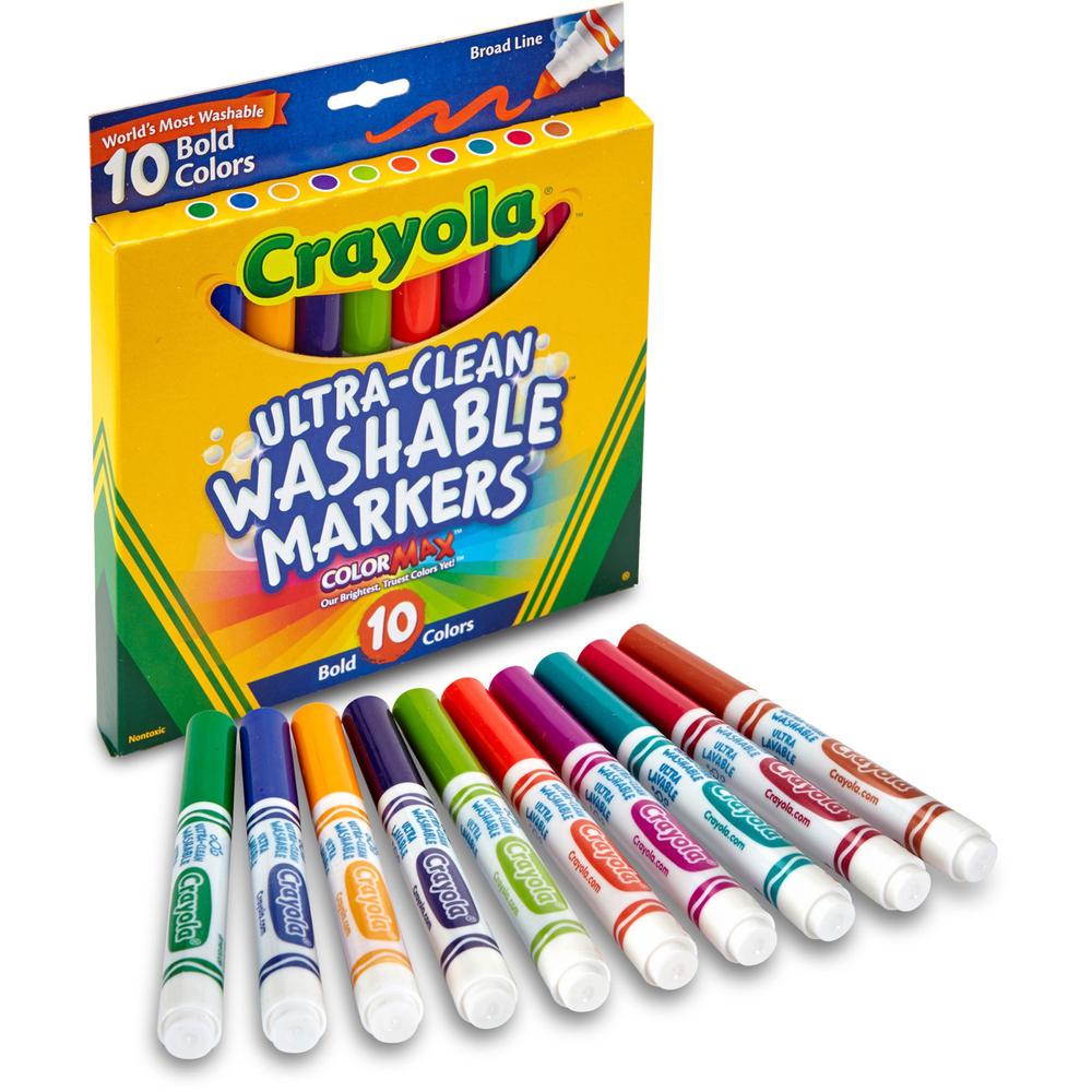 Crayola Tropical Colors Pack Washable Markers - Broad Marker Point - Conical Marker Point Style - Red, Orange Circuit, Laser Lemon, Electric Lime, Graphic Green, Ultra Violet, Hot Pink, Battery Charge. The main picture.