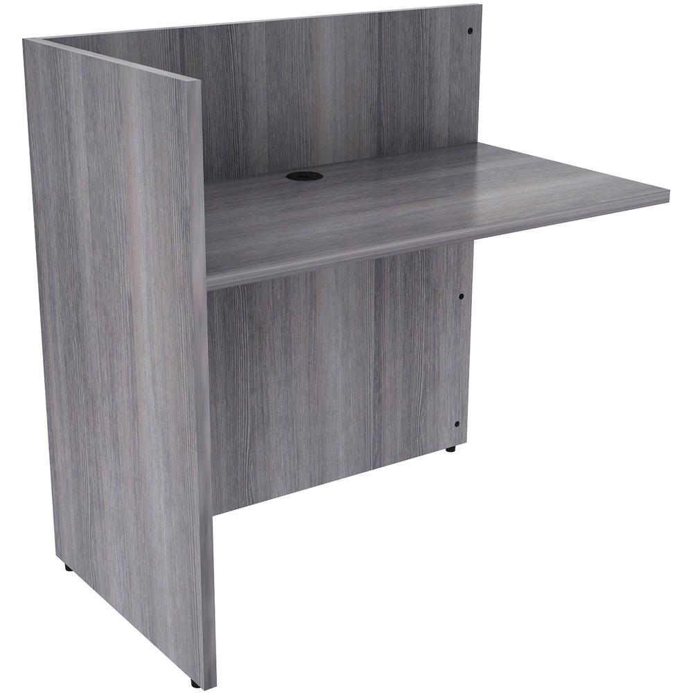 Lorell Essentials Series Reception Return - 1" Top, 42" x 24"41.5" - Material: Laminate - Finish: Weathered Charcoal. Picture 1