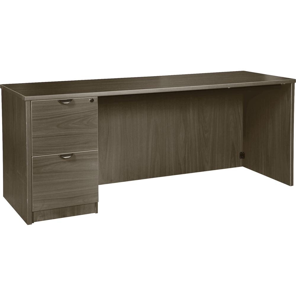 Lorell Prominence 2.0 Left-Pedestal Credenza - 66" x 24"29" , 1" Top, 0.1" Edge - 2 x File Drawer(s) - Single Pedestal on Left Side - Band Edge - Material: Particleboard - Finish: Thermofused Melamine. Picture 1
