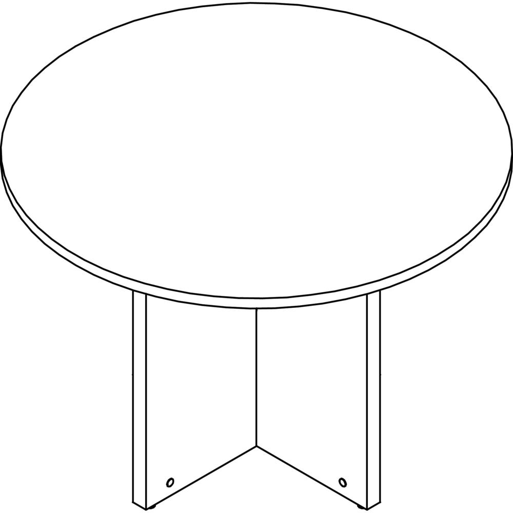Lorell Prominence 2.0 Round Laminate Conference Table - 29" x 42" , 1" Top, 0.1" Edge - Material: Particleboard - Finish: Gray. Picture 1