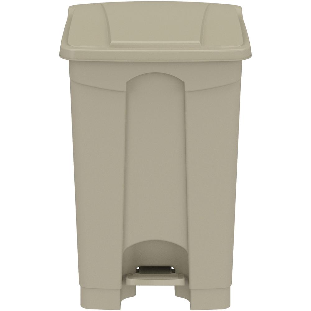Safco Plastic Step-on Waste Receptacle - 12 gal Capacity - Foot Pedal, Lightweight, Easy to Clean - 23.8" Height x 15.8" Width x 16" Depth - Plastic - Tan - 1 Carton. Picture 1