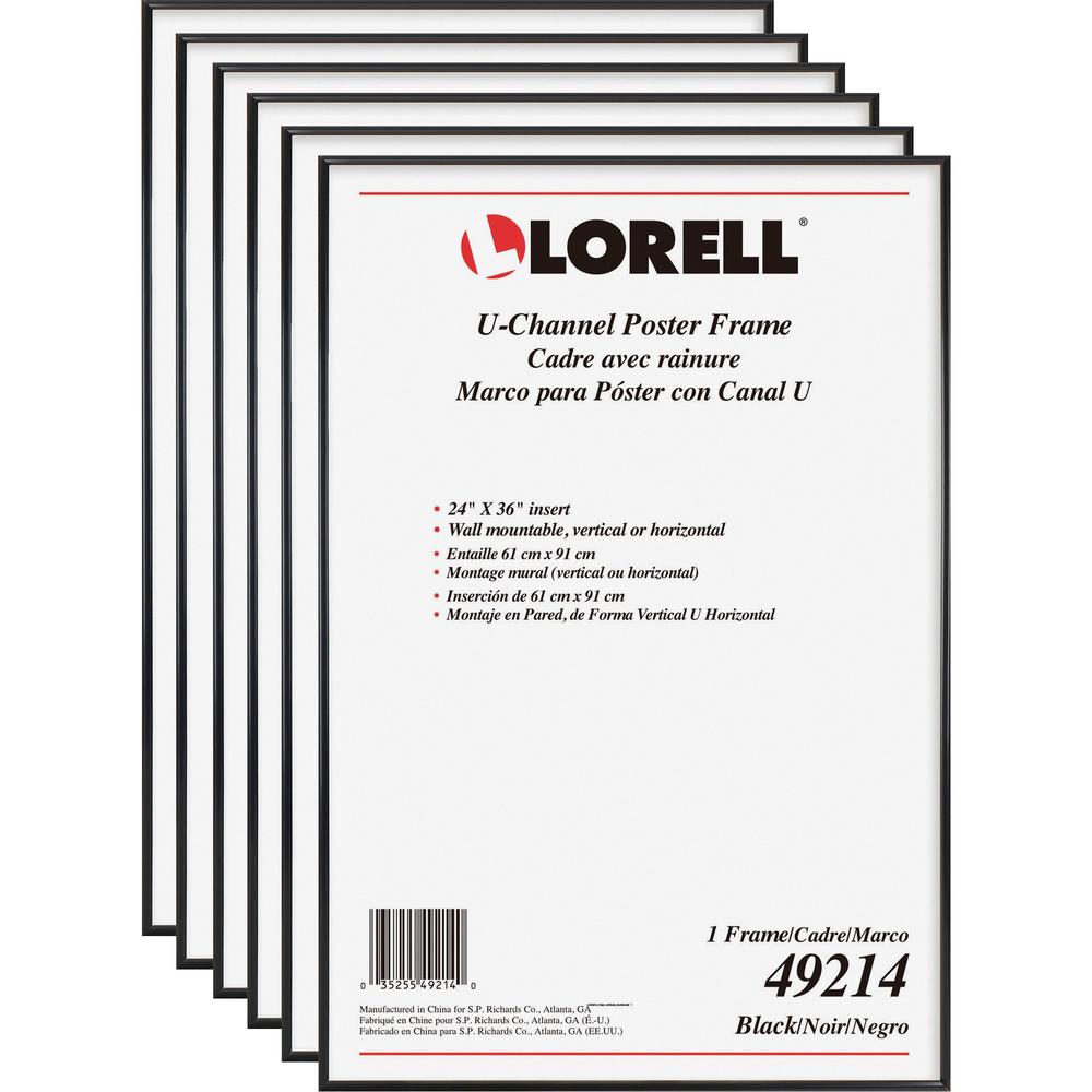 Lorell Poster Frames - 24" x 36" Frame Size - Rectangle - Horizontal, Vertical - 6 / Carton - Black. Picture 1