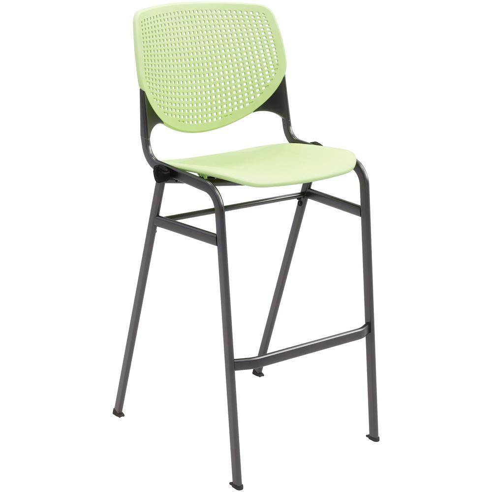 KFI Barstool Chair - Lime Green Polypropylene Seat - Lime Green Aluminum Alloy, Polypropylene Back - Black Steel Frame - Four-legged Base - 1 Each. Picture 1
