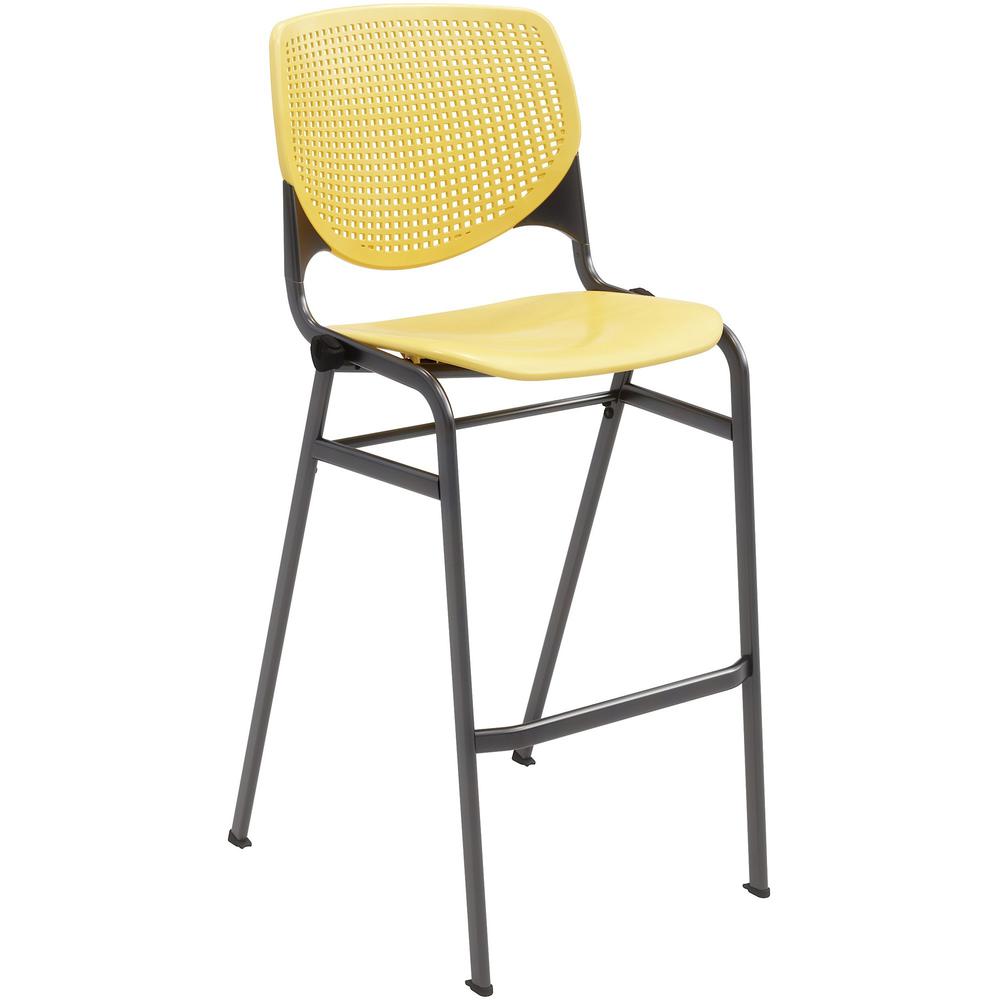 KFI Barstool Chair - Yellow Polypropylene Seat - Yellow Aluminum Alloy, Polypropylene Back - Black Steel Frame - Four-legged Base - 1 Each. The main picture.