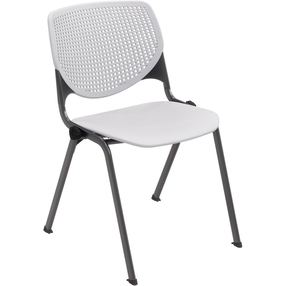 KFI Stacking Chair - Light Gray Polypropylene Seat - Light Gray Polypropylene Back - Steel Frame - Four-legged Base - 1 Each. Picture 1