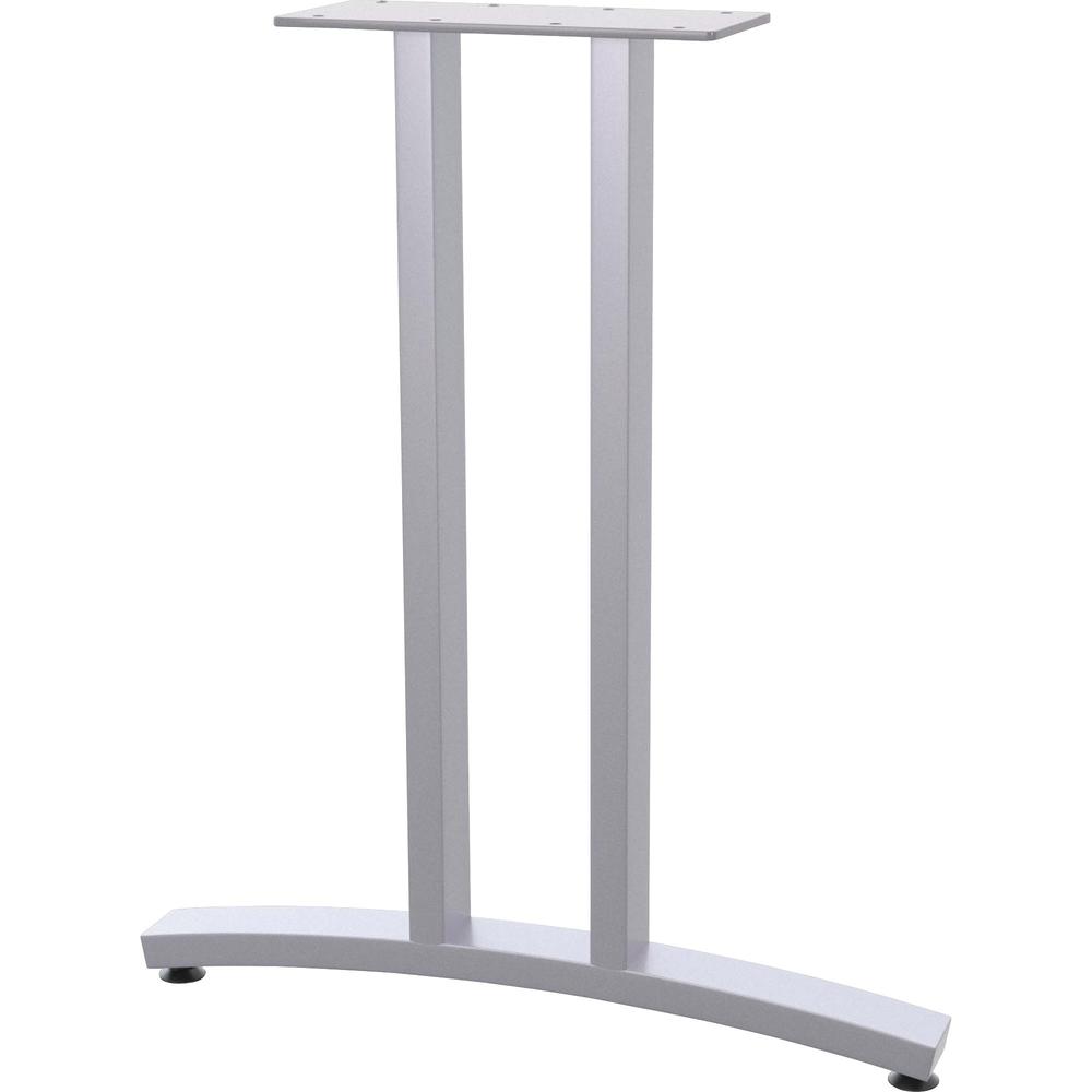Special-T Structure Series T-Leg Table Base - Powder Coated T-shaped, Metallic Silver Base - 2 Legs - 150 lb Capacity - Assembly Required - 1 / Set. Picture 1