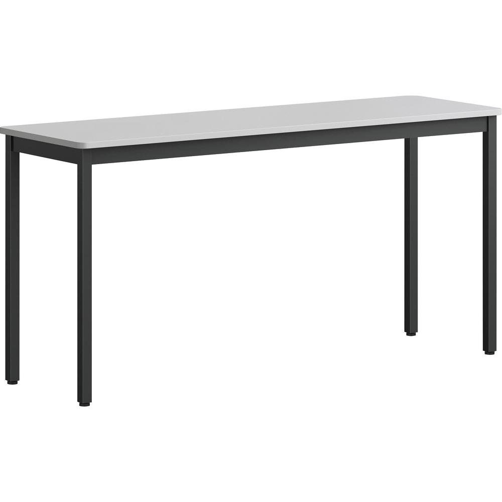 Lorell Utility Table - Gray Rectangle, Laminated Top - Powder Coated Black Base - 500 lb Capacity - 59.88" Table Top Width x 18.13" Table Top Depth - 30" Height - Assembly Required - Melamine Top Mate. Picture 1