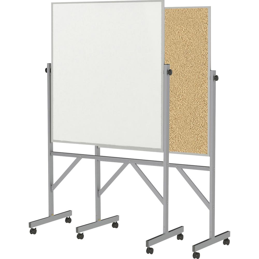 Ghent Reversible Cork Bulletin Board/Non-Magnetic Whiteboard with Aluminum Frame - 36" (3 ft) Width x 48" (4 ft) Height - Natural White Surface - Aluminum Frame. Picture 1