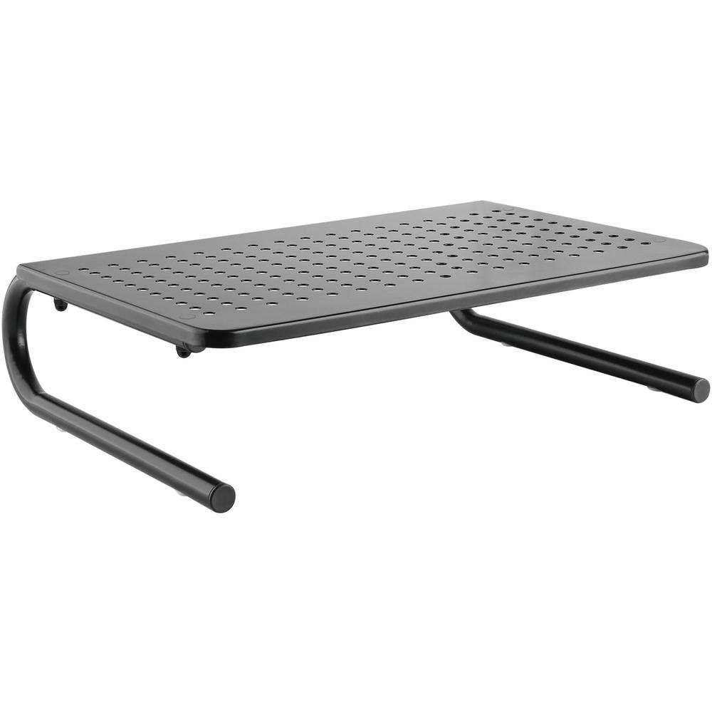 Lorell Monitor/Laptop Stand - 20 lb Load Capacity - 5.5" Height x 14.5" Depth - Desktop - Steel - Black - For Monitor, Notebook - Ventilated, Rubber Pad, Non-skid. Picture 1