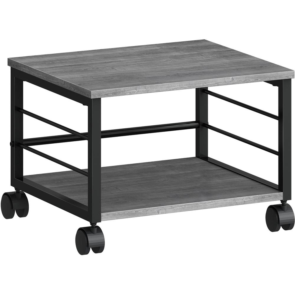 Lorell Underdesk Mobile Machine Stand - 150 lb Load Capacity - 13.2" Height x 18.7" Width x 15.7" Depth - Desk - Powder Coated - Metal, Laminate, Polyvinyl Chloride (PVC) - Charcoal, Black. Picture 1