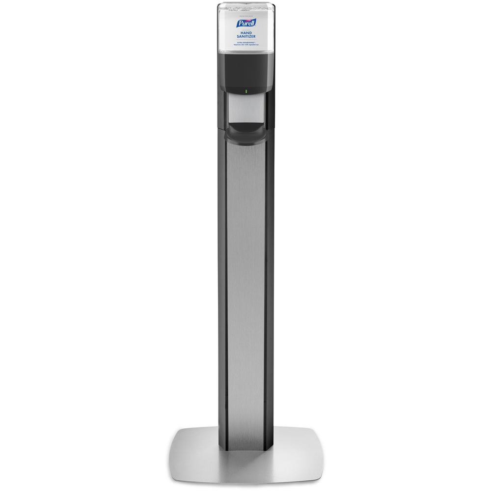 PURELL&reg; MESSENGER ES8 Silver Panel Floor Stand with Dispenser - Floor Stand - Graphite, Silver. Picture 1