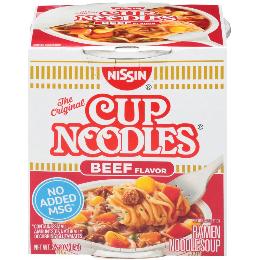 NISSIN FOODS Top Ramen Beef Flavor Cup Noodles - Beef - 2.25 oz - 12 / Carton. Picture 1