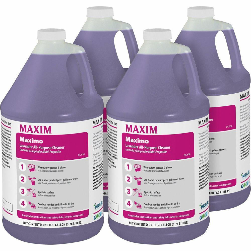 Maxim Lavender All-Purpose Cleaner - Concentrate Liquid - 128 fl oz (4 quart) - Lavender Scent - 4 / Carton - Purple. The main picture.