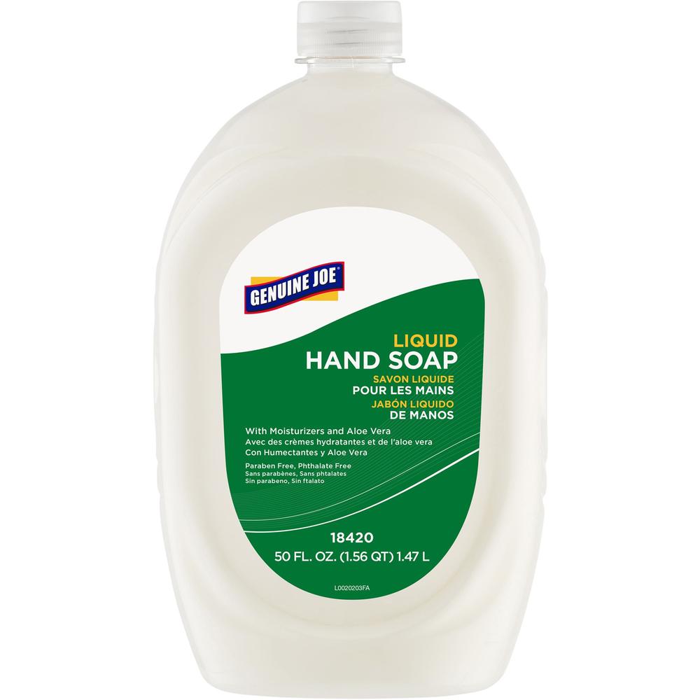 Genuine Joe Lotion Soap - 50 fl oz (1478.7 mL) - Bottle Dispenser - Hand, Skin - White - Anti-irritant - 1 Each. Picture 1