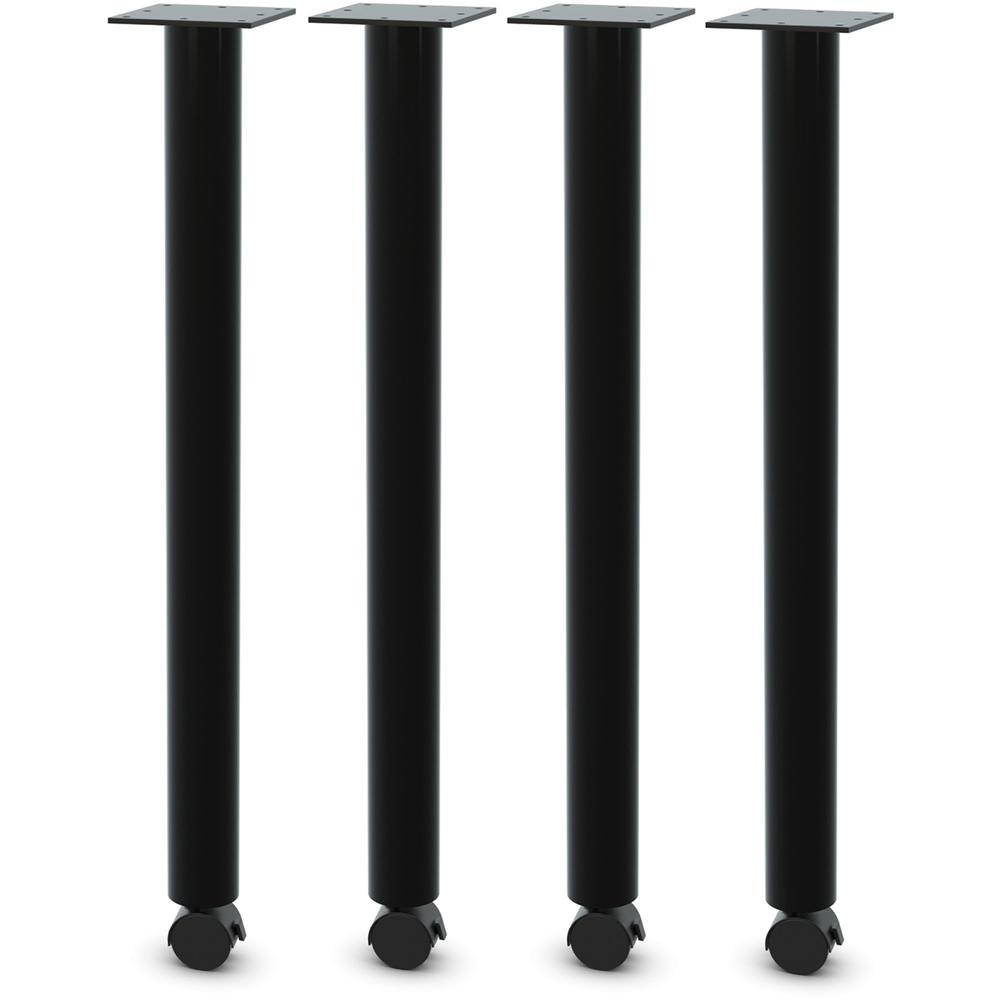 Lorell Tabletop Post Legs - 1" x 2"27.8" , 2" Caster - Material: Steel - Finish: Black. Picture 1