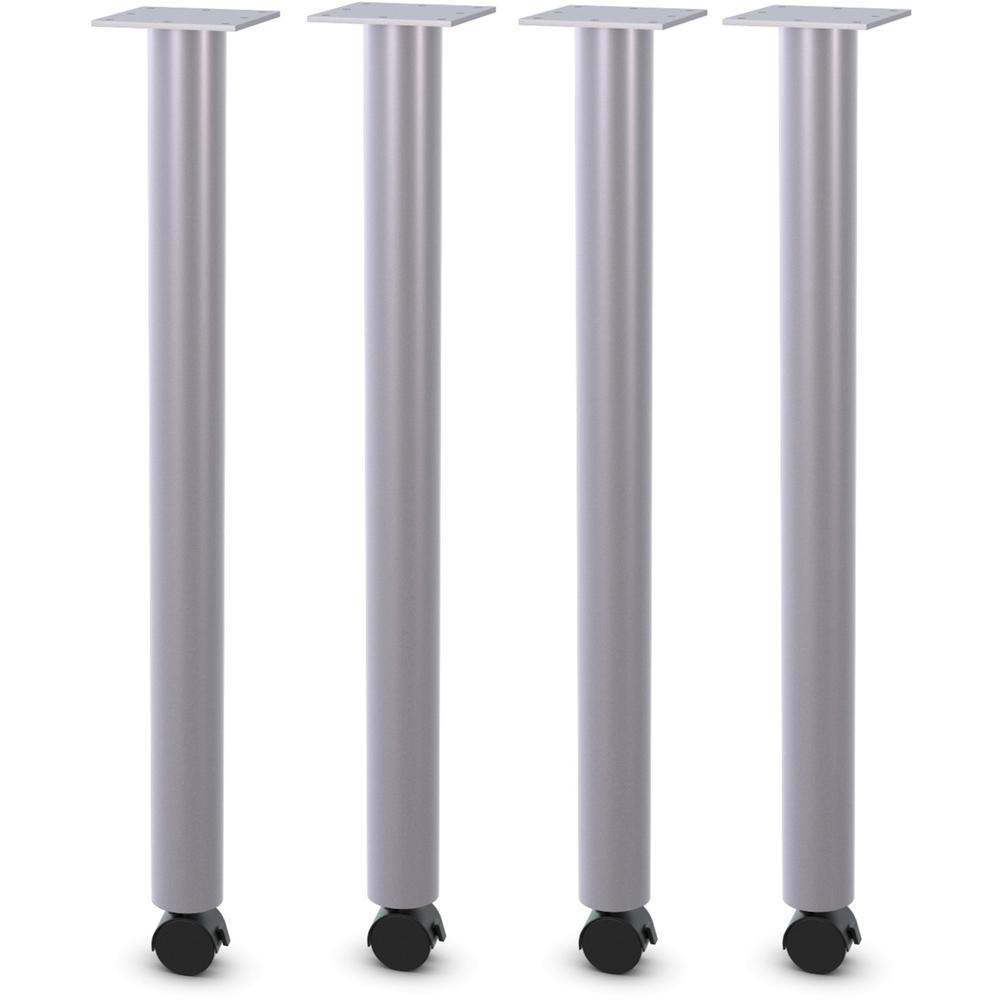 Lorell Relevance Tabletop Post Legs - 1" x 2"27.8" , 2" Caster - Material: Steel - Finish: Gray. Picture 1