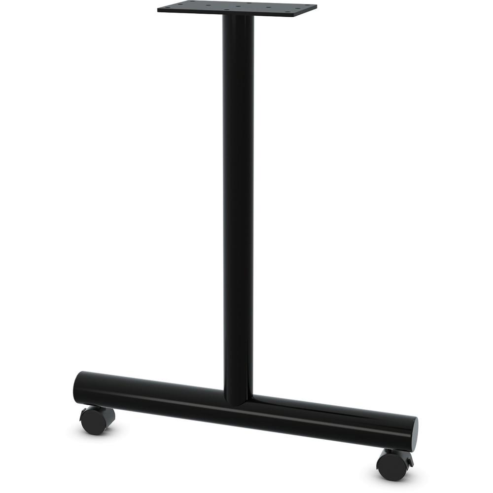 Lorell Tabletop Wheeled T-Leg Base - 27.8" , 2" Caster - Material: Tubular Steel - Finish: Black. Picture 1