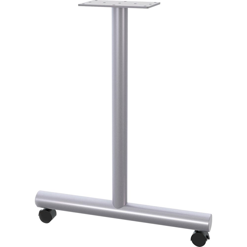 Lorell Tabletop Wheeled T-Leg Base - 27.8" , 2" Caster - Material: Tubular Steel - Finish: Gray. Picture 1