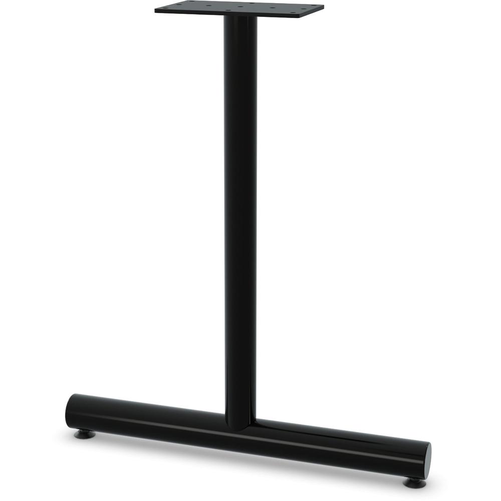 Lorell Tabletop T-Leg Base with Glides - 27.8" x 2" - Material: Tubular Steel - Finish: Black. Picture 1
