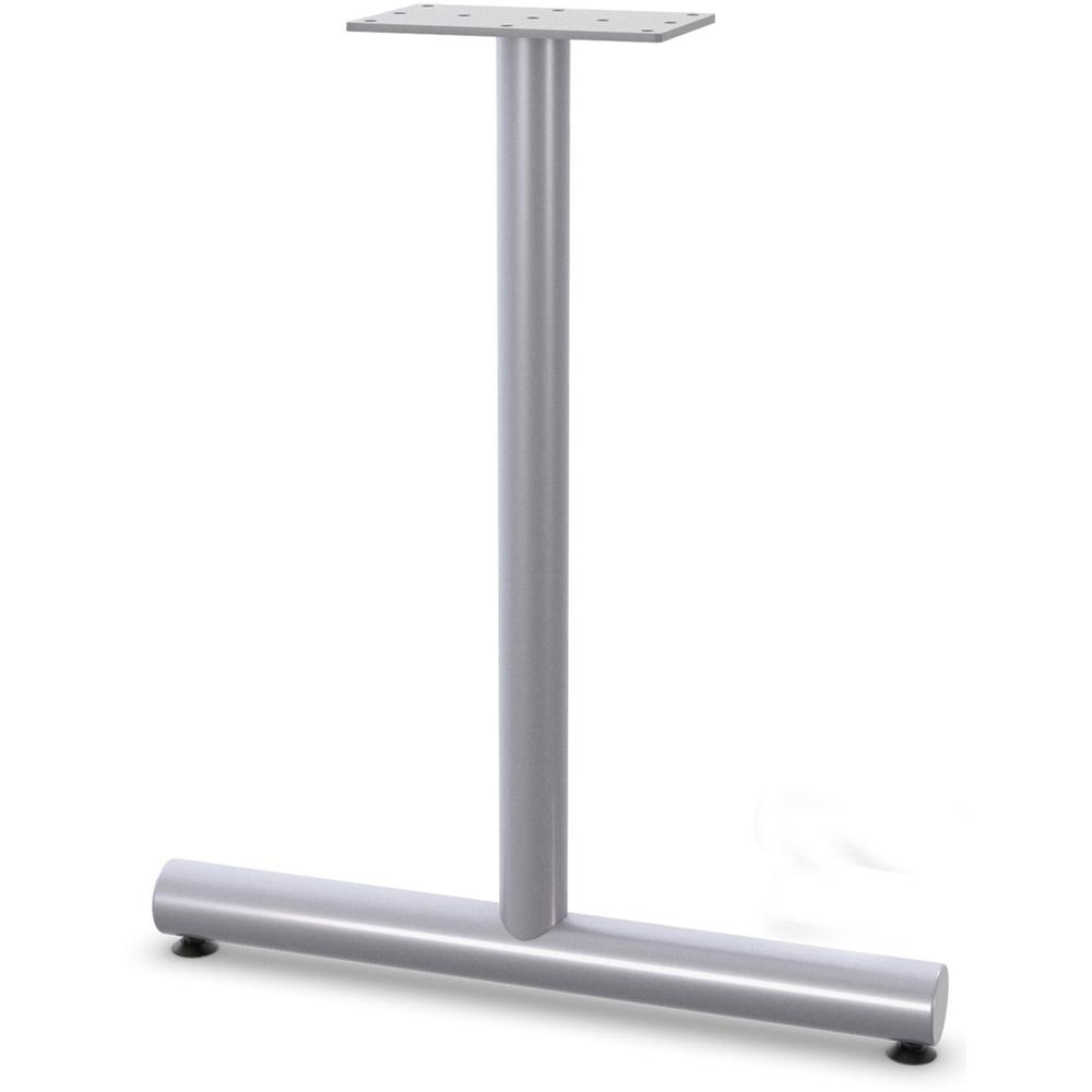 Lorell Tabletop T-Leg Base with Glides - 27.8" x 2" - Material: Tubular Steel - Finish: Gray. Picture 1