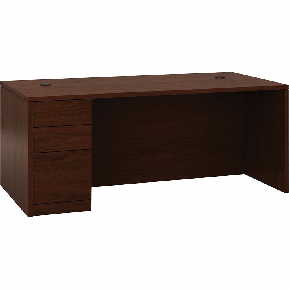 HON 10500 H105896L Pedestal Desk - 72" x 36"29.5" - 3 x Box, File Drawer(s)Left Side - Flat Edge - Finish: Mahogany. Picture 1