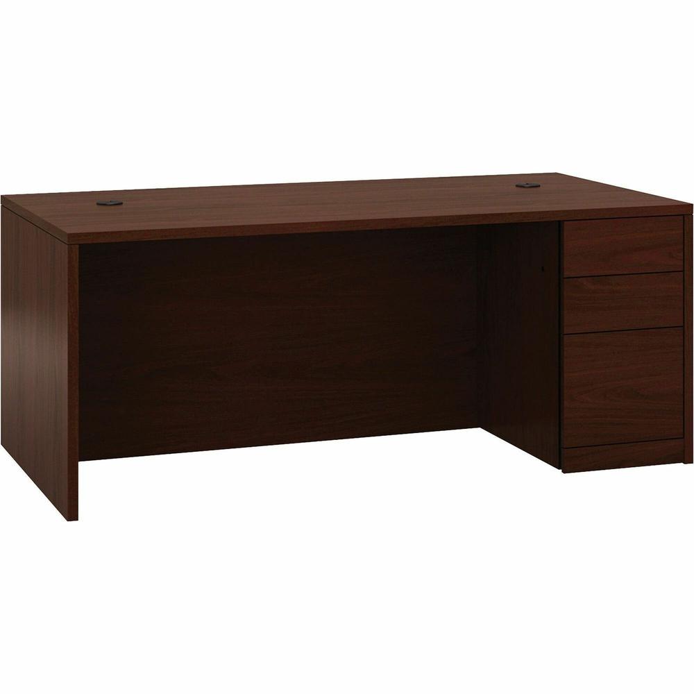 HON 10500 H105895R Pedestal Desk - 72" x 36"29.5" - 3 x Box, File Drawer(s)Right Side - Flat Edge - Finish: Mahogany. Picture 1