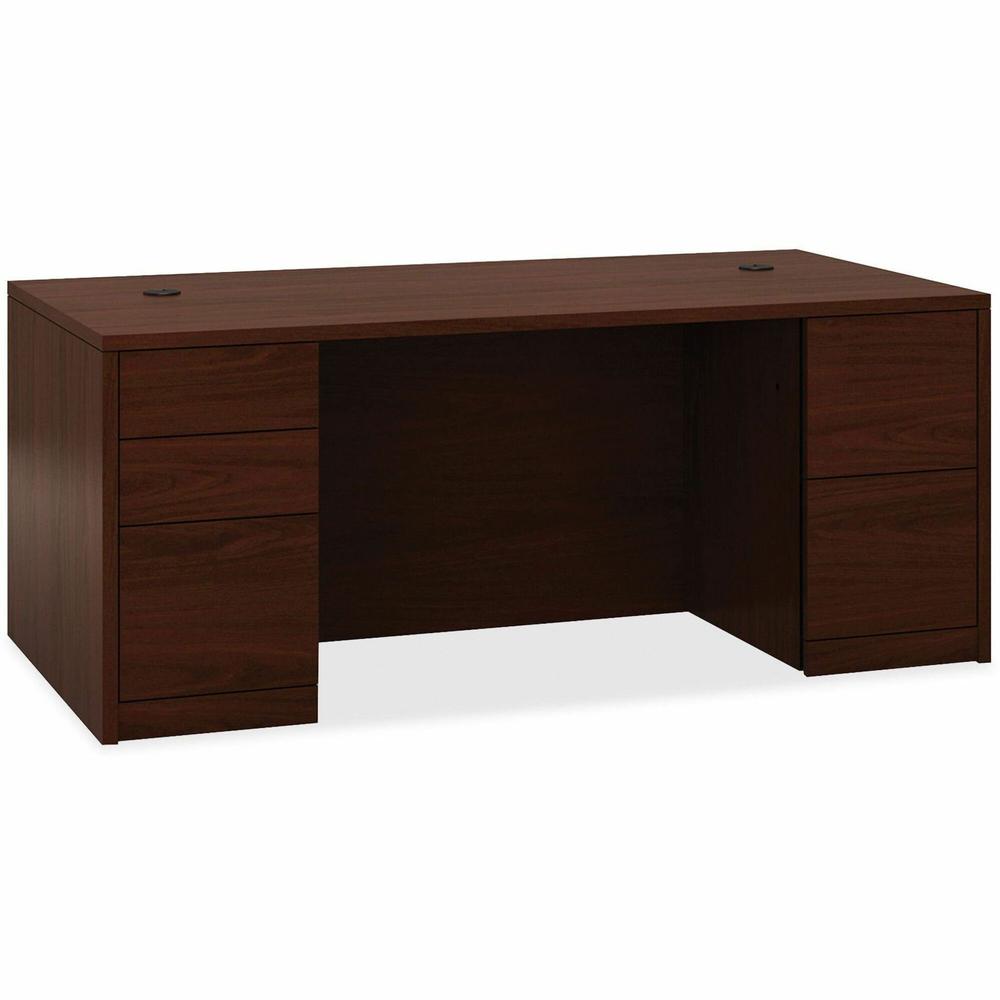 HON 10500 H105890 Pedestal Desk - 72" x 36"29.5" - 5 x Box, File Drawer(s) - Double Pedestal - Flat Edge - Finish: Mahogany. Picture 1