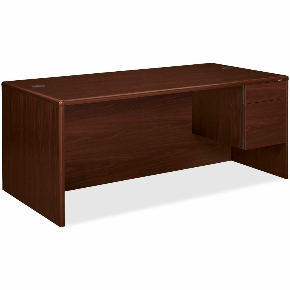HON 10700 H10785R Pedestal Credenza - 72" x 36"29.5" - 2 x Box, File Drawer(s)Right Side - Waterfall Edge - Finish: Mahogany. Picture 1
