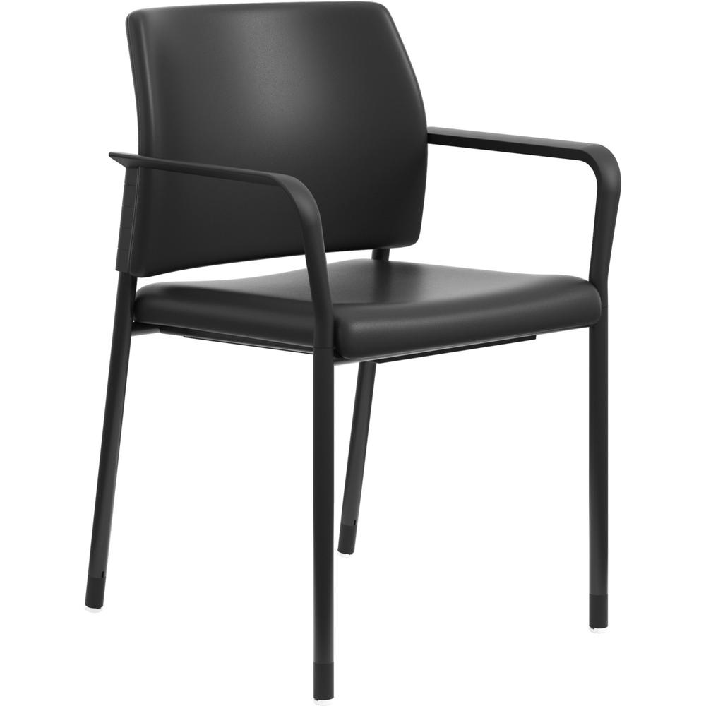 HON Accommodate Chair - Vinyl Seat - Black Vinyl Back - Textured Black Steel Frame - Black - Armrest. The main picture.