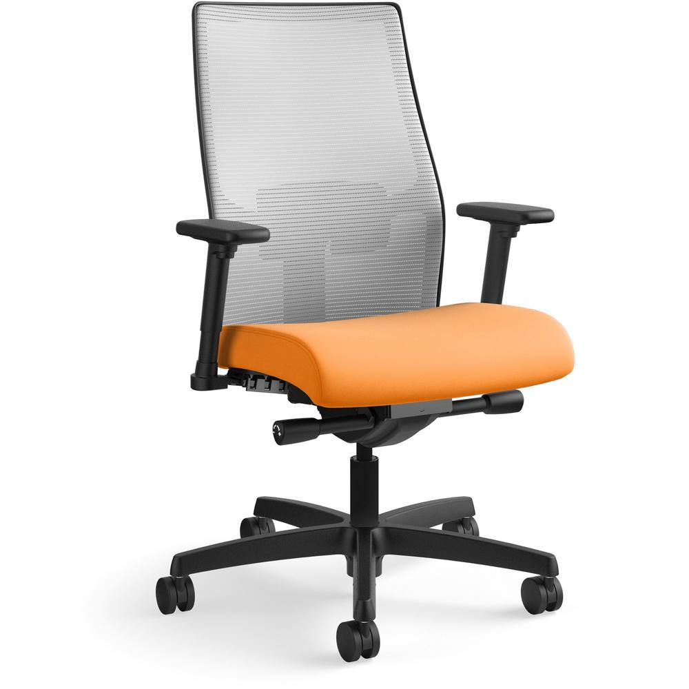 HON Ignition 2.0 Chair - Apricot Fabric Seat - Fog Mesh Back - Black Frame - Mid Back - Apricot. Picture 1