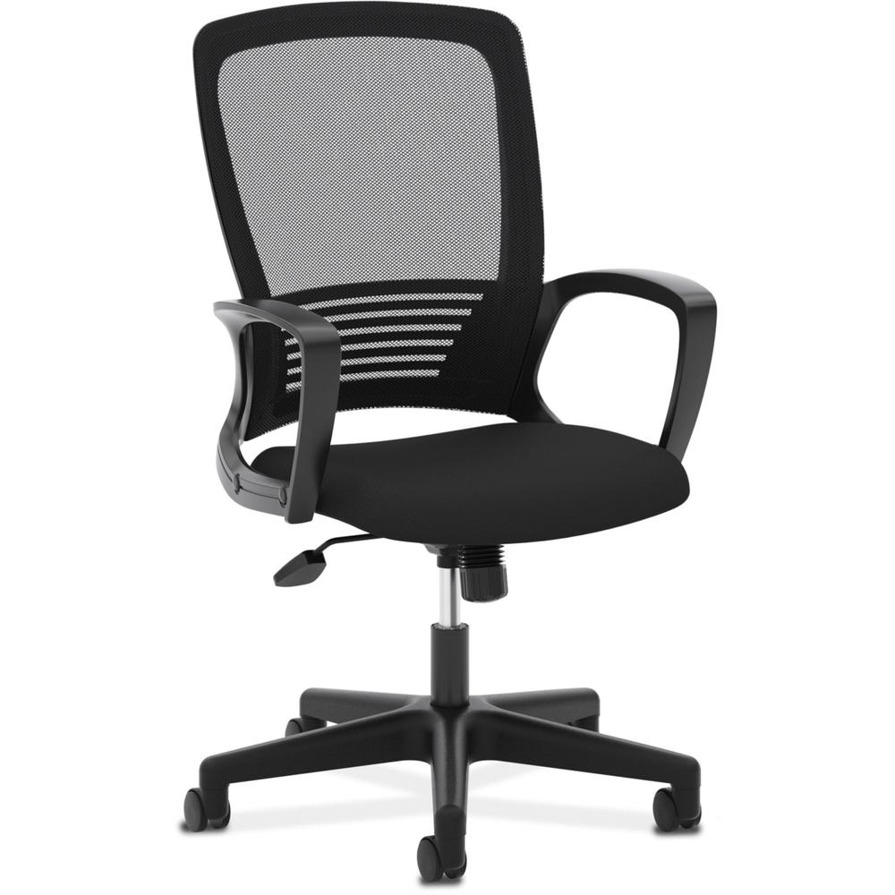 HON Mesh Chair - Fabric Seat - Black Mesh Back - Black Frame - High Back - Black - 1 Each. Picture 1