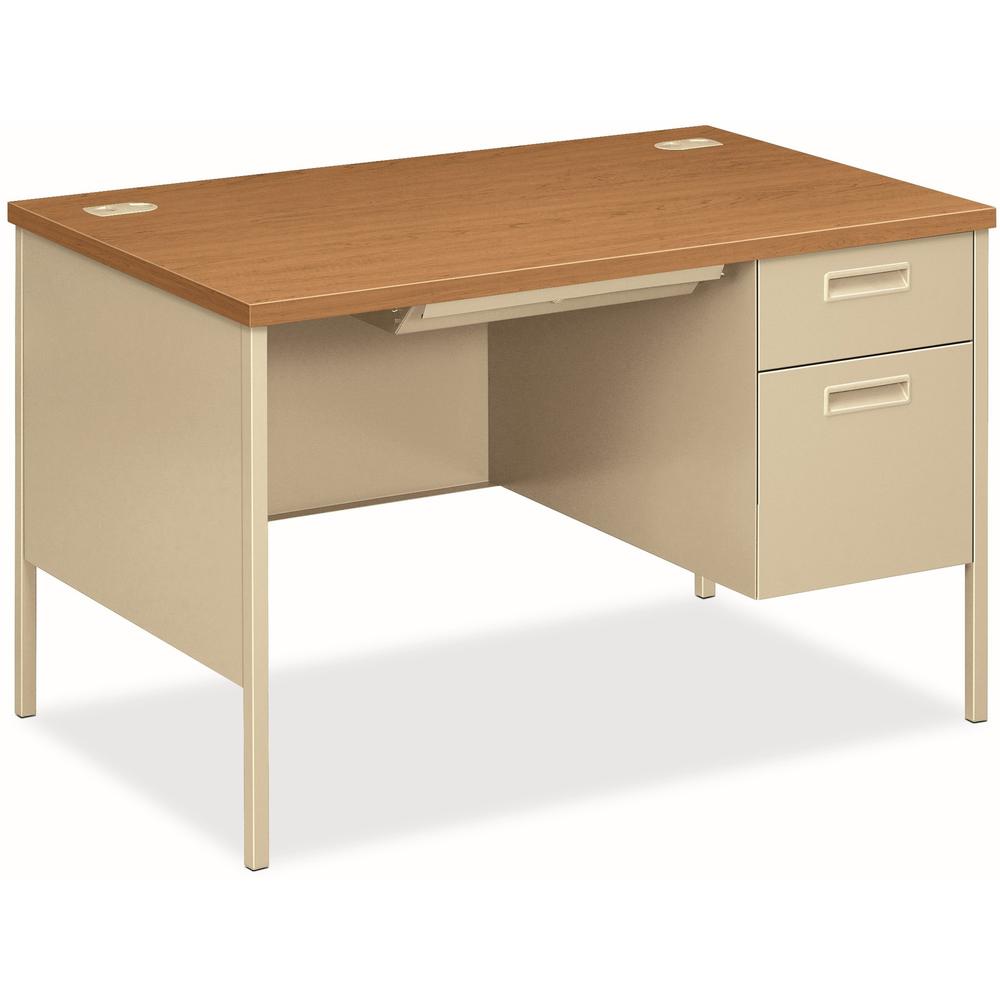 HON Metro Classic HP3251R Pedestal Desk - 48" x 30" x 29.5" - 2 x Box Drawer(s), File Drawer(s)Right Side - Square Edge - Finish: Harvest, Putty. The main picture.