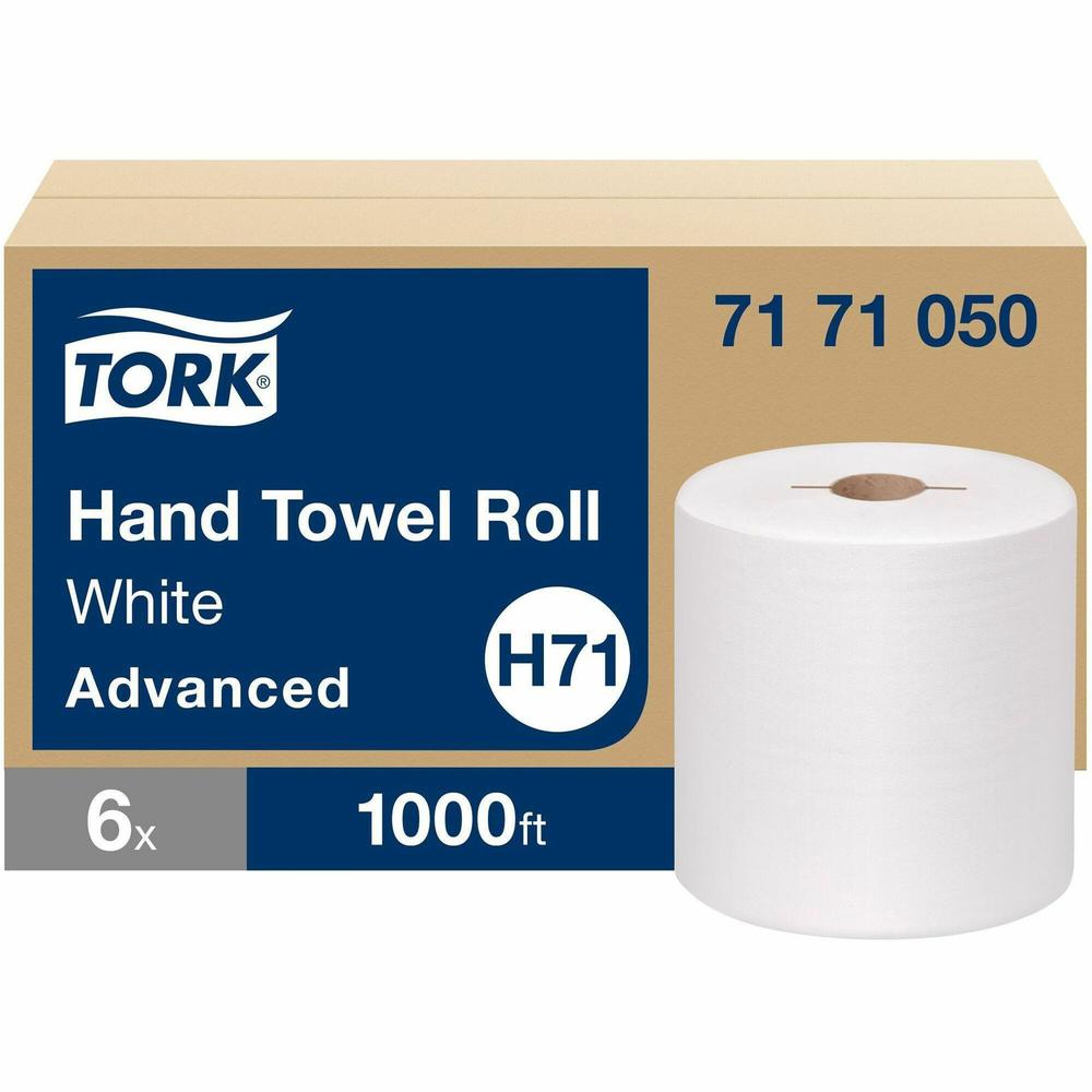 TORK Roll Hand Towel White H71 - Tork Roll Hand Towel White H71, Advanced, Fast Absorbency, 6 x 1000 towels, 7171050. Picture 1