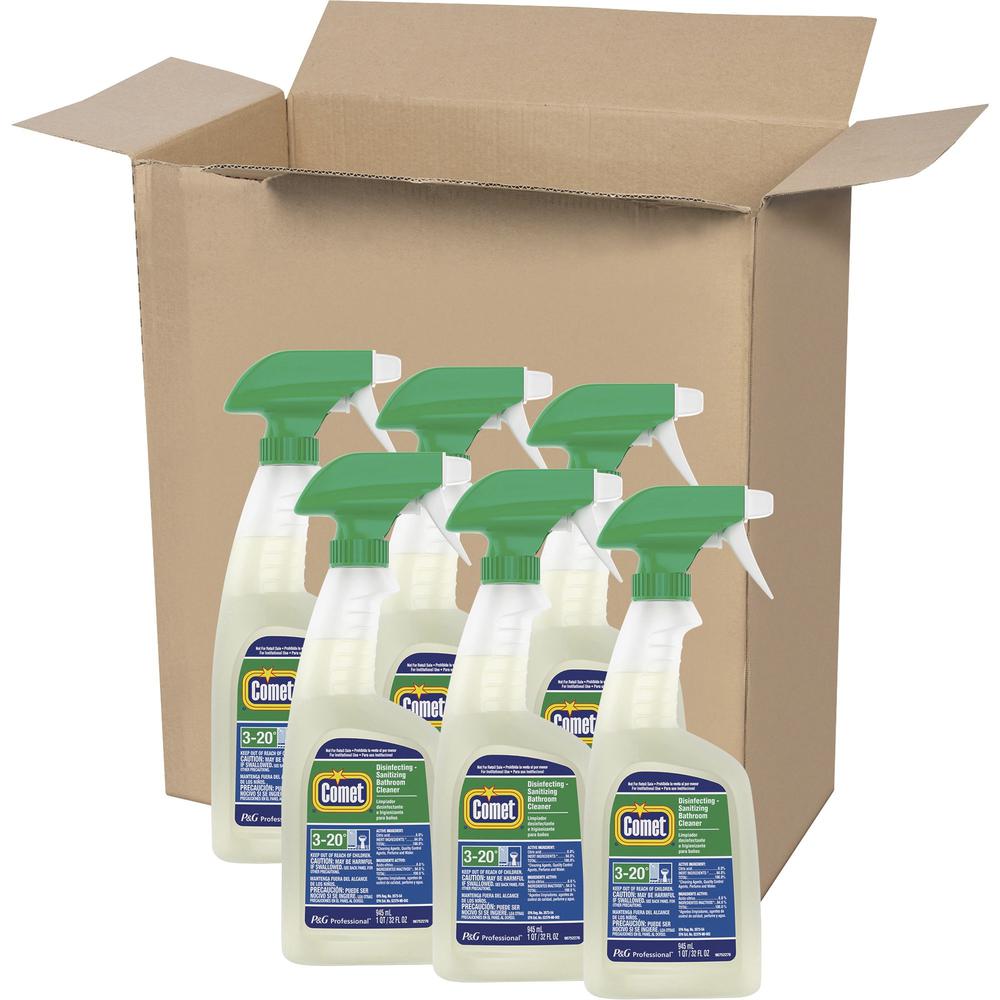 Comet Disinfecting Bath Cleaner - Ready-To-Use - 32 fl oz (1 quart) - Citrus Scent - 6 / Carton - Disinfectant, Scrub-free, Non-abrasive, Rinse-free - Green. Picture 1