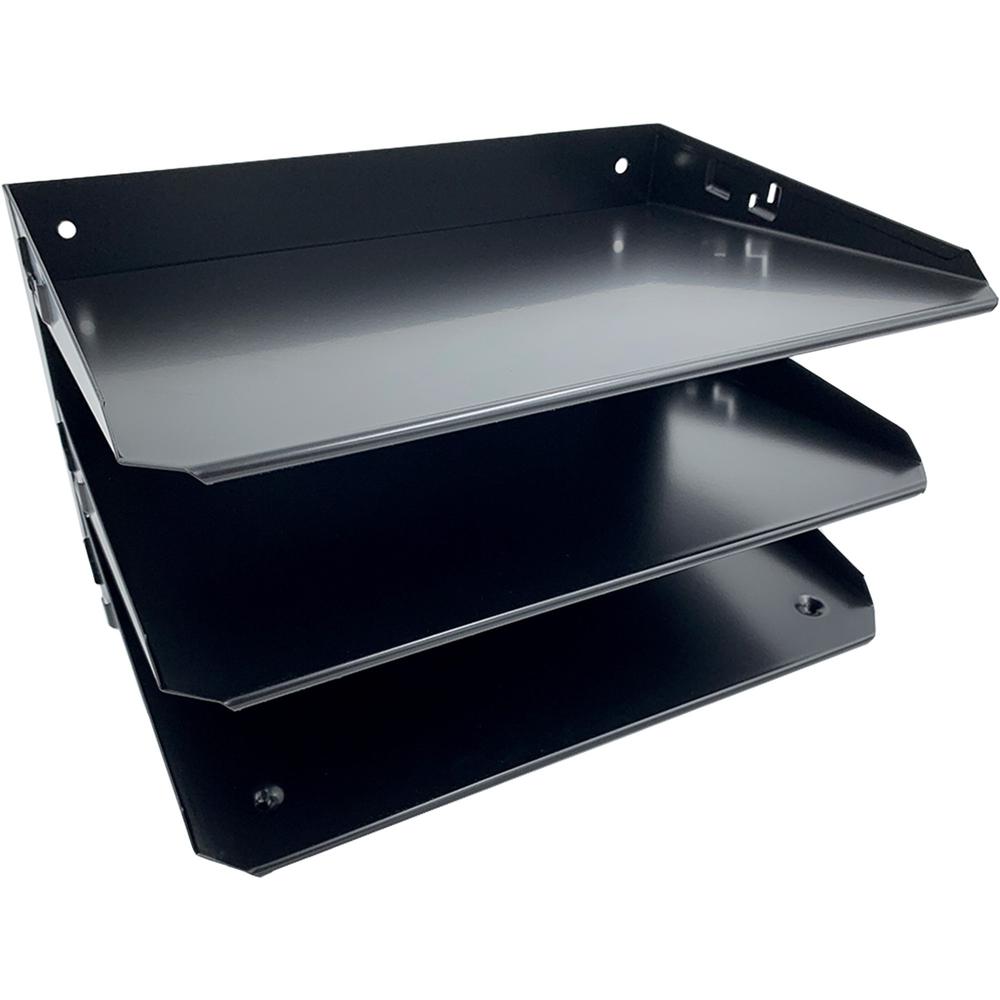 Huron Horizontal Slots Desk Organizer - 6 Compartment(s) - Horizontal - 6" Height x 12" Width x 8.8" Depth - Durable - Black - Steel - 1 Each. Picture 1