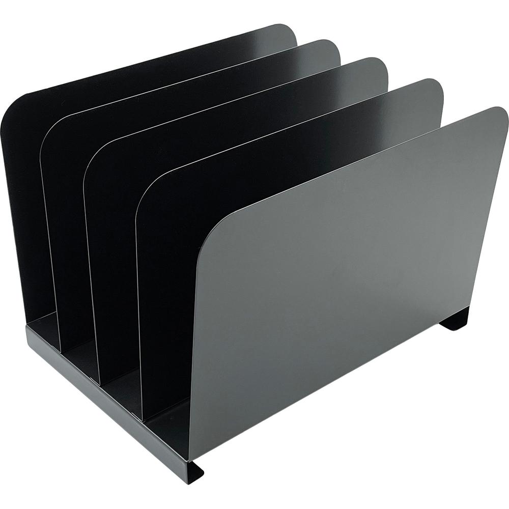 Huron Vertical Desk Organizer - 4 Compartment(s) - Vertical - 7.8" Height x 11" Width x 11" Depth - Durable - Black - Steel - 1 Each. Picture 1