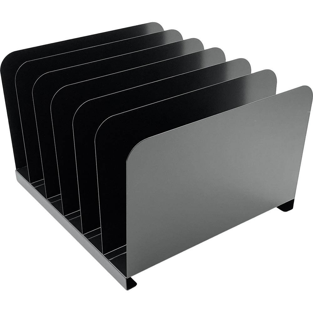 Huron Vertical Desk Organizer - 6 Compartment(s) - Vertical - 8" Height x 11" Width x 12" Depth - Durable - Black - Steel - 1 Each. Picture 1