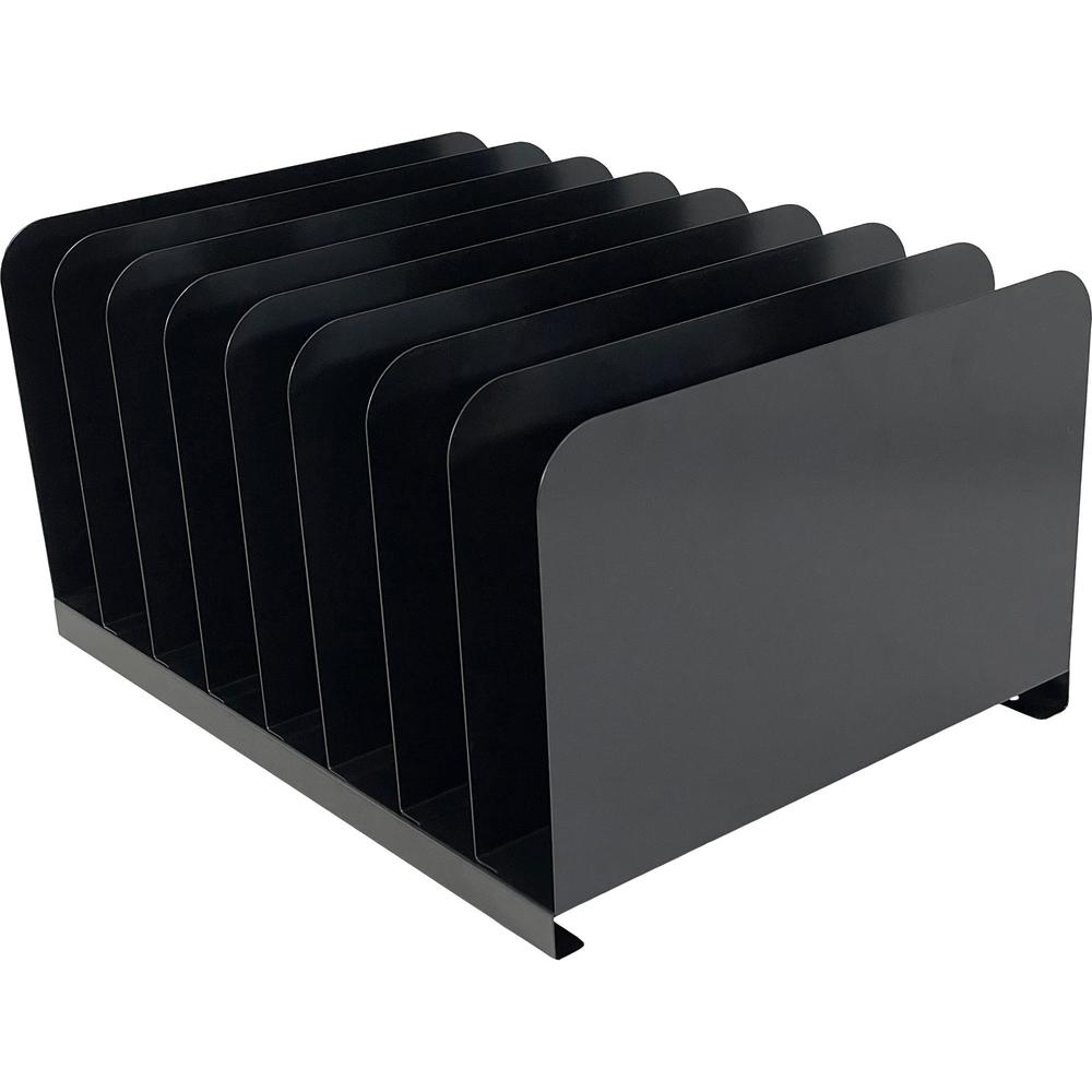 Huron Vertical Desk Organizer - 8 Compartment(s) - Vertical - 7.8" Height x 11" Width x 15" Depth - Durable - Black - Steel - 1 Each. Picture 1