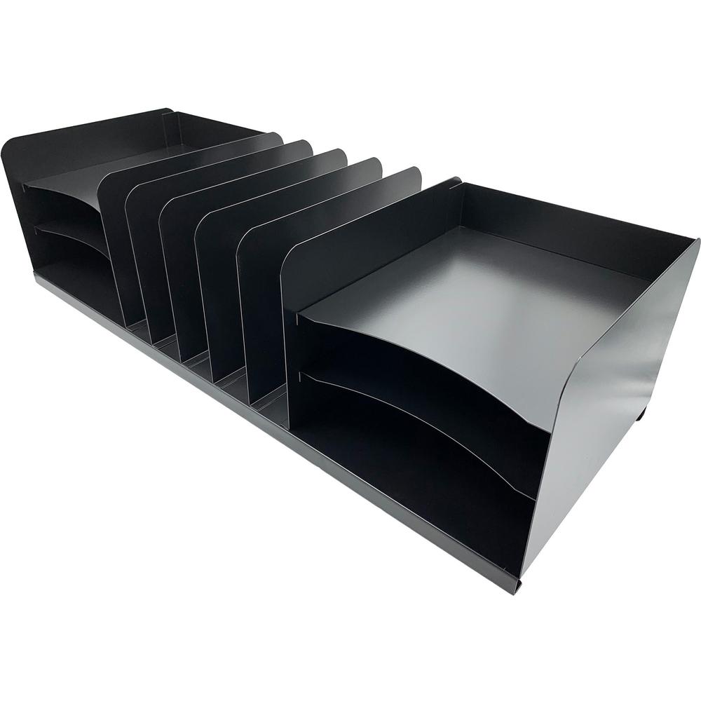 Huron Vertical/Horizontal Combo Desk Organizer - 11 Compartment(s) - Horizontal/Vertical - 8" Height x 30" Width x 11" Depth - Durable - Black - Steel - 1 Each. Picture 1