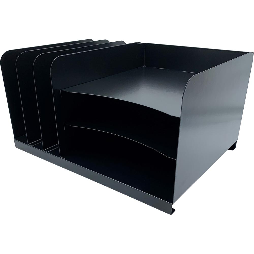 Huron Combo Slots Desk Organizer - 6 Compartment(s) - Horizontal/Vertical - 8" Height x 15" Width x 11" Depth - Durable - Black - Steel - 1 Each. Picture 1