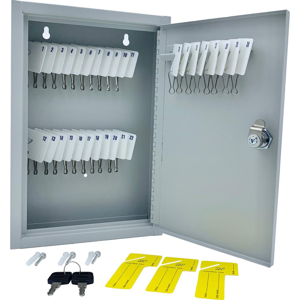 Huron Slotted Heavy-duty Key Cabinet - Keyhole Slot, Heavy Duty, Durable, Locking System - Gray - Steel. Picture 1