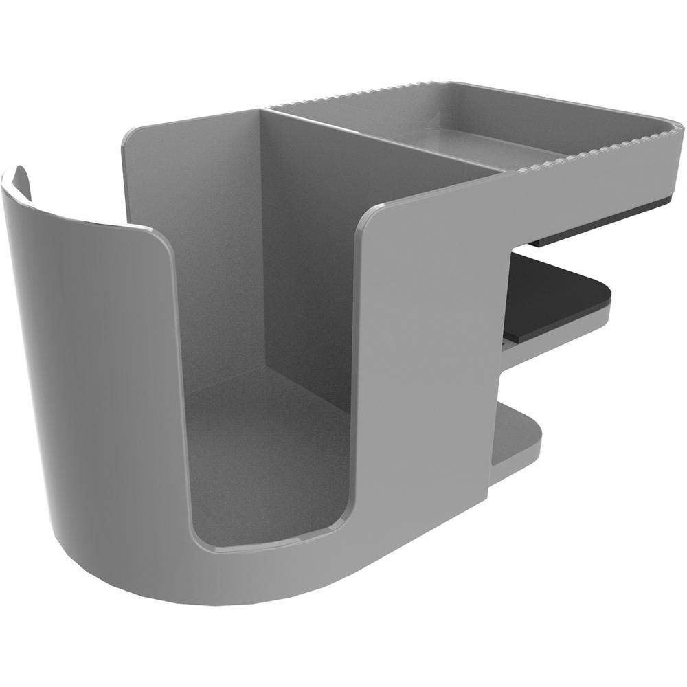 Deflecto Standing Desk Cup Holder - 3.5" Height x 3.9" Width x 7" Depth - Cup Holder, Durable, Spill Resistant, Portable, Spring Loaded - Gray - Acrylonitrile Butadiene Styrene (ABS) - 1 Each. Picture 1