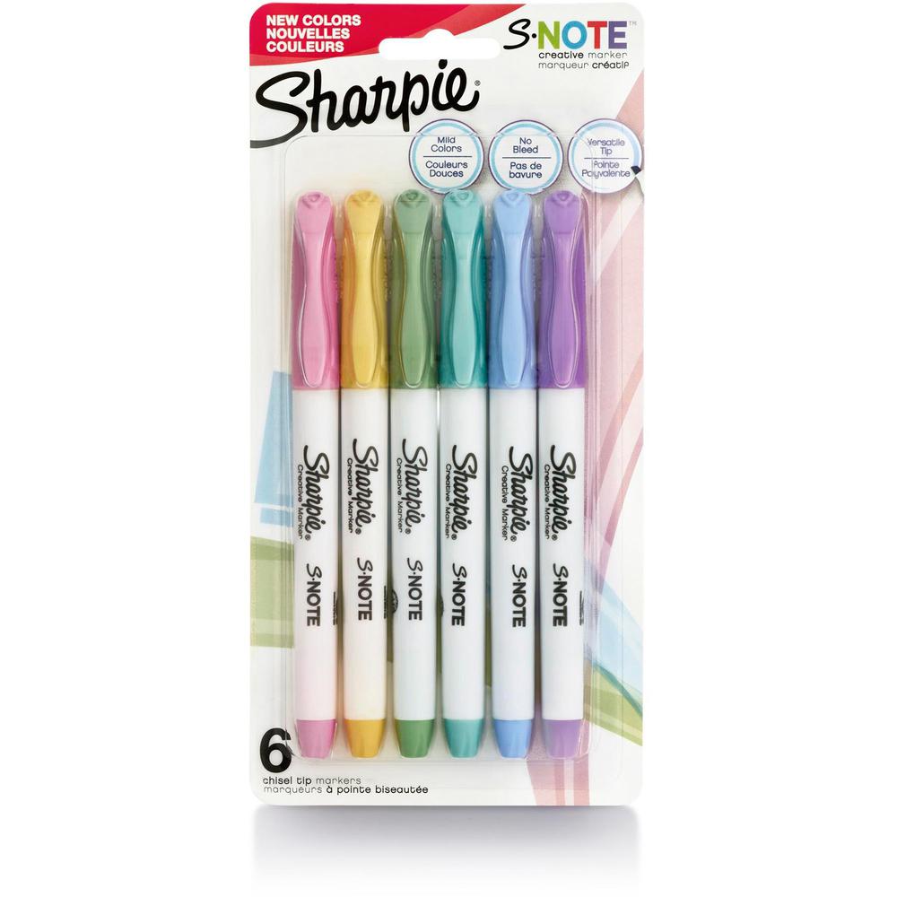 Sharpie S-Note Marker - Chisel Marker Point Style - Mild Assorted - 6 / Pack. Picture 1